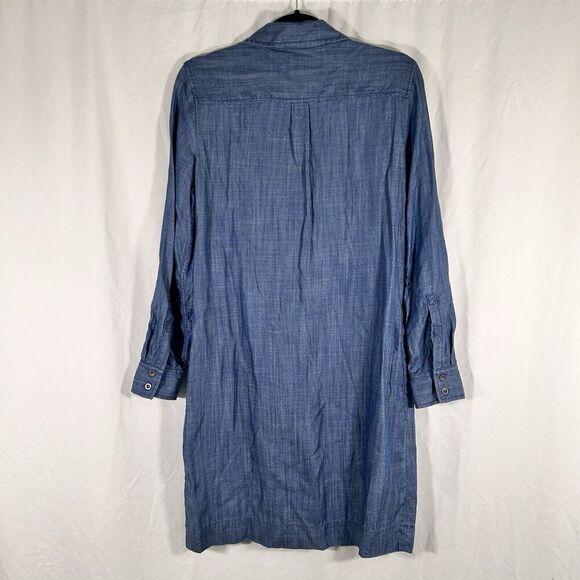 Banana Republic Knee Length Dress Women's 6 Blue Button Up Long Sleeve Collared - Picture 8 of 10